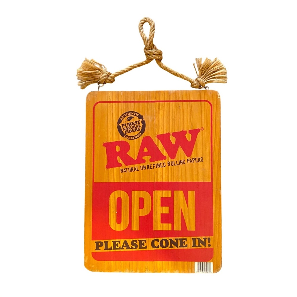 RAW Rolling Papers‎ Wood Open Closed Sign Double Sided Smoke Shop Decor 15x11